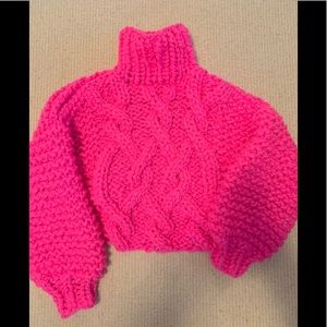 Loopy mango cropped fisherman sweater